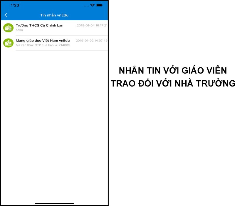 Nhắn tin với giáo viên và nhà trường